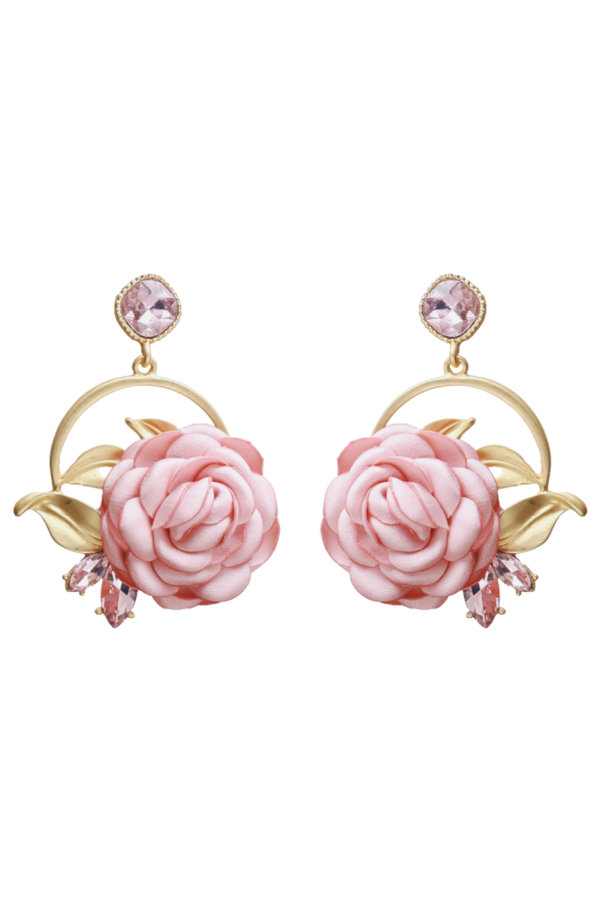 Pink Floral Drop Earrings