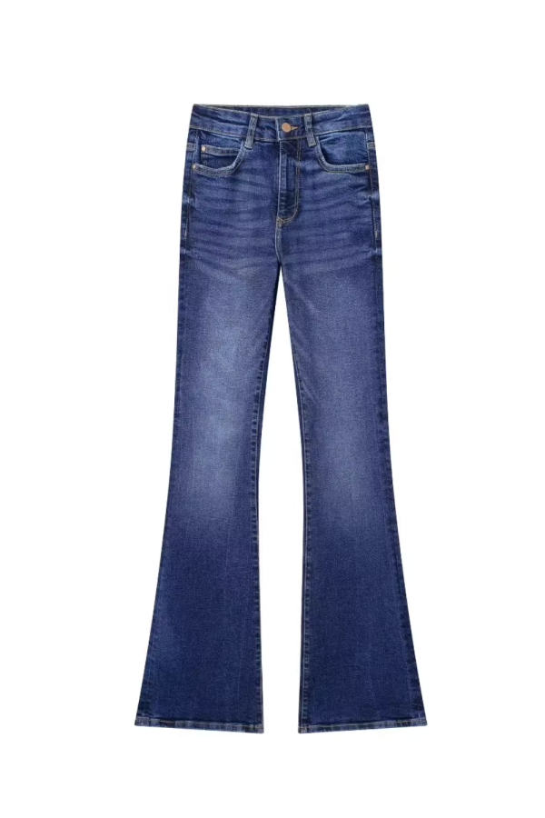 High-Waist Flared Denim Pants (3 Colors)