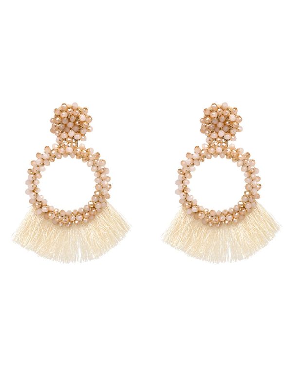 Beaded Tassels Drop Earrings (5 Colors)