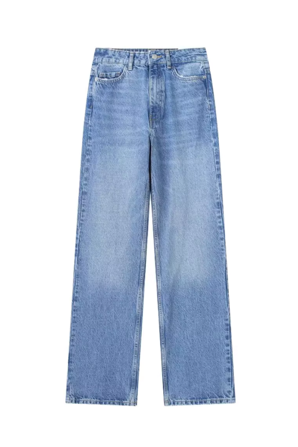 High-Waist Washed Straight Denim Jeans (2 Colors)